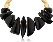 JARDIN Black Faux Stone Nugget Statement Necklace