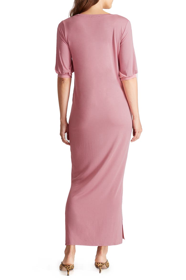 Ingrid & Isabel® Split Sleeve Knit Maternity Maxi Dress, Alternate, color, DEEP ROSE
