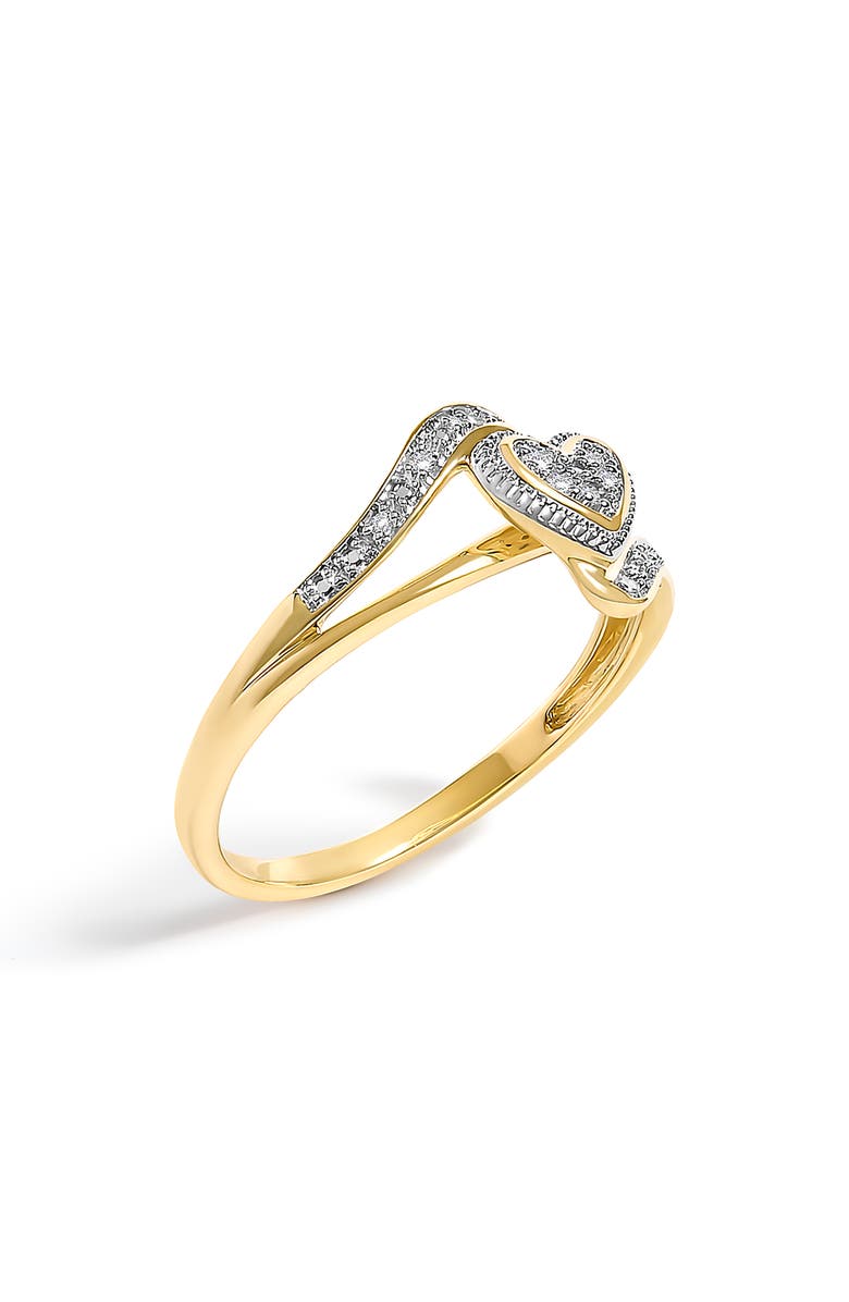 Haus of Brilliance 10K Yellow Gold Diamond Accent Filigree Heart Promise Ring, Alternate, color, Yellow
