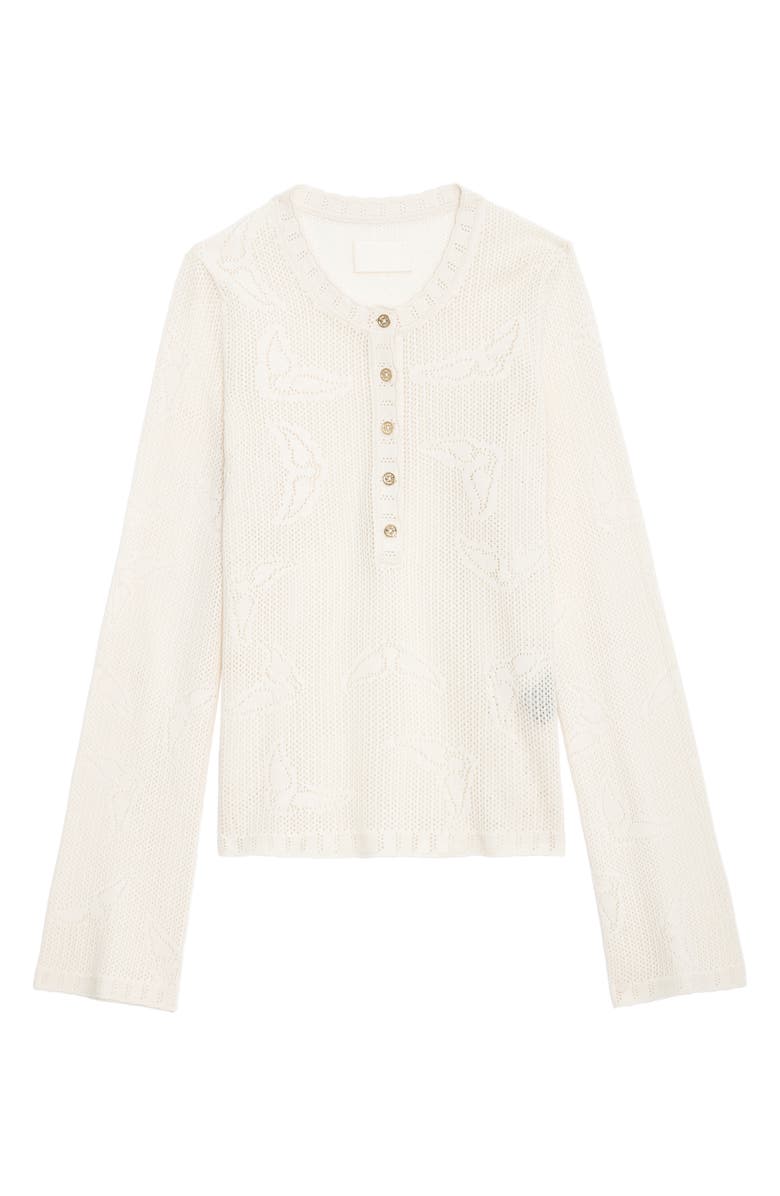 Zadig & Voltaire Salmyr Wings Cotton Pointelle Henley Sweater, Alternate, color, 
