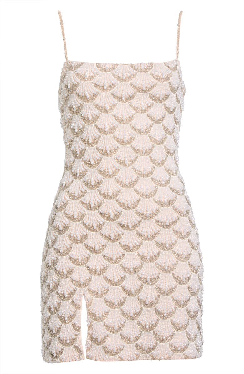 STAUD Las Palmas Beaded Minidress, Alternate, color, Pearl