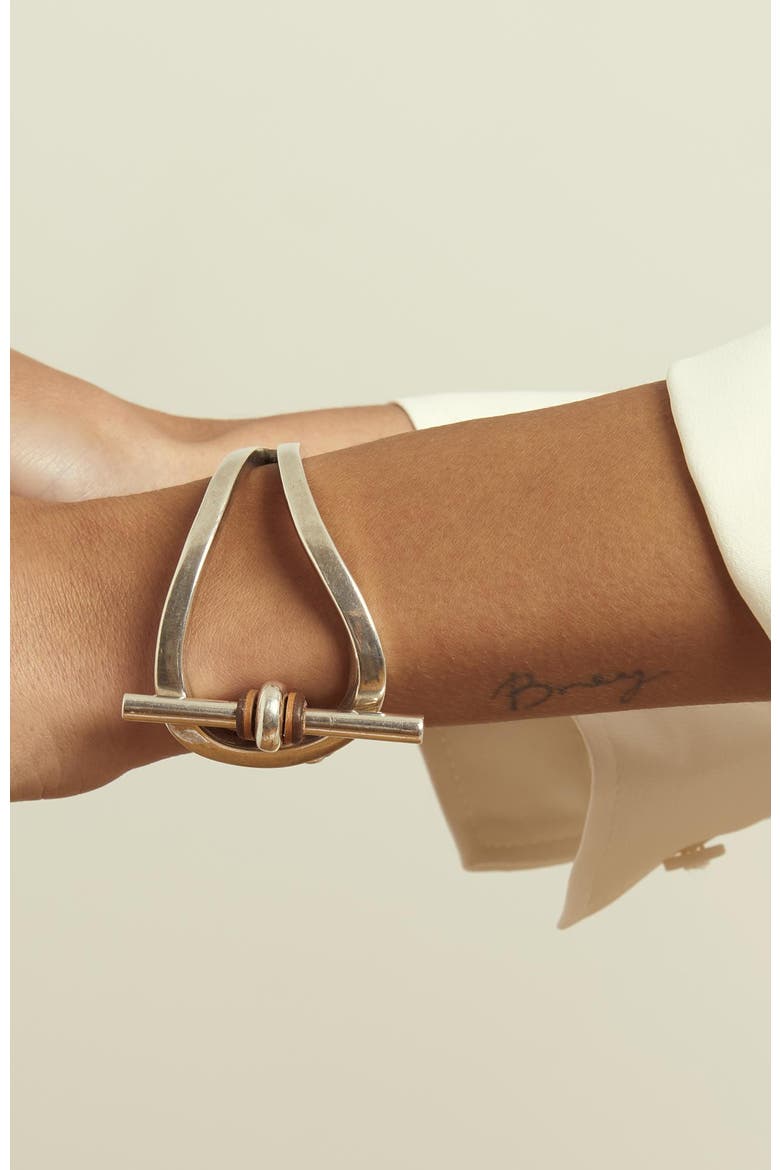 Laurel Leather Bracelet, Alternate, color, Silver