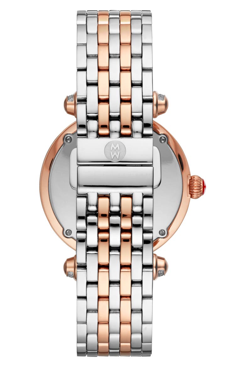 Caber Diamond Bracelet Watch, 35mm, Alternate, color, SILVER/ MOP/ ROSE GOLD