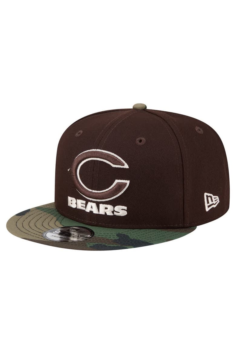 Men's New Era  Dark Brown Chicago Bears Burnt Wood Camo 9FIFTY Snapback Hat, Main, color, Dark Brown