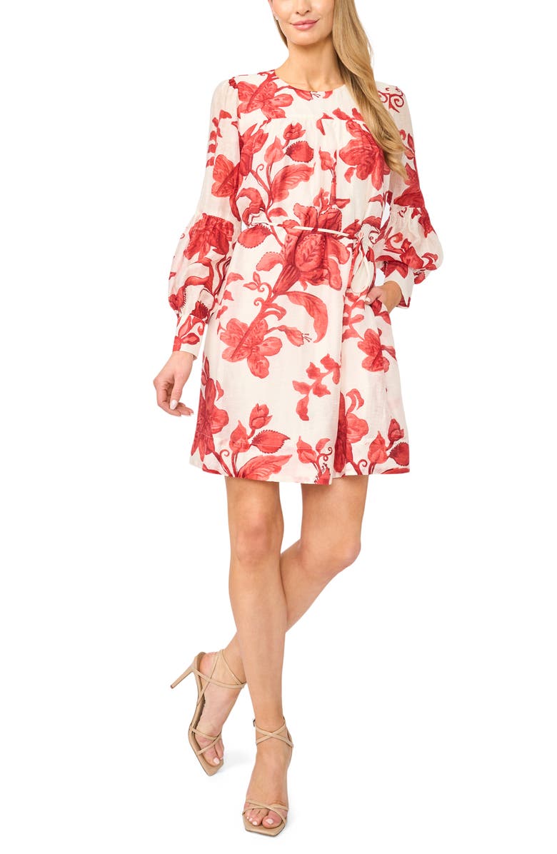 Halogen<sup>®</sup> Floral Long Sleeve Dress, Main, color,