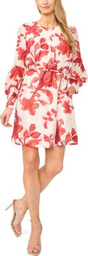 Halogen® Floral Long Sleeve Dress