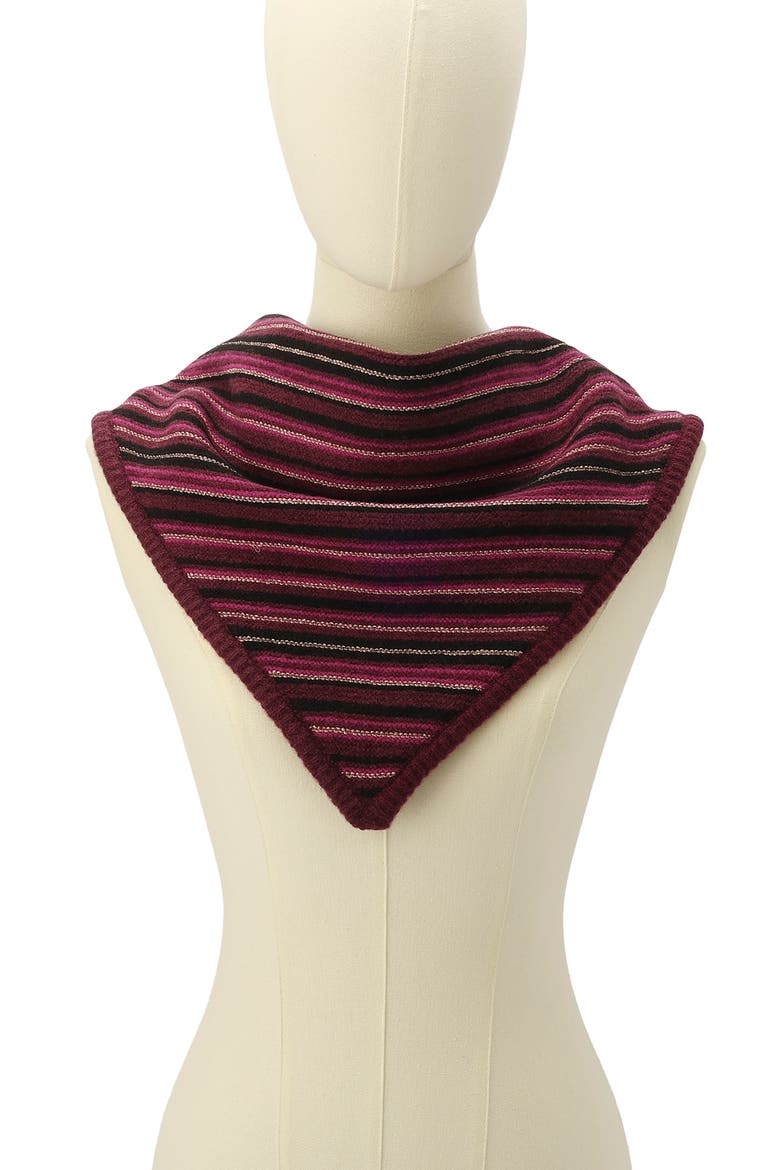 Garter Stripe Knit Triangle Scarf, Alternate, color, MIDNIGHT WINE MULTI