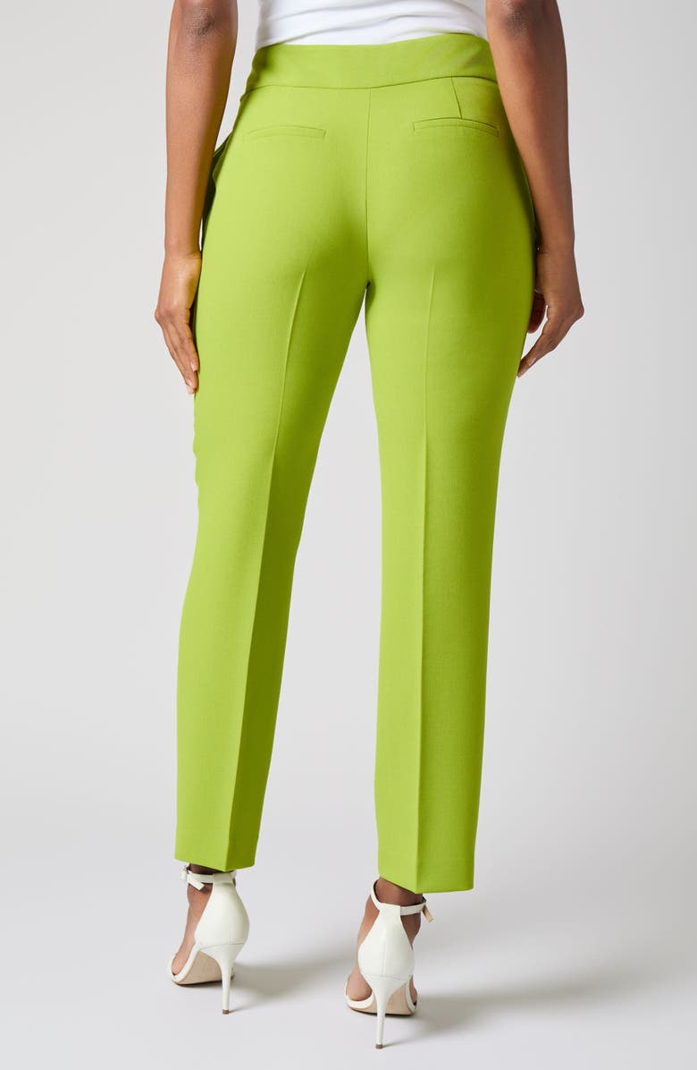 KASPER Flat Front Slim Pants, Alternate, color, Kiwi