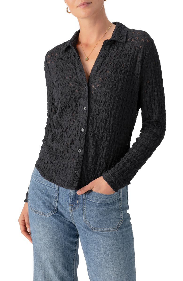 Sanctuary Dreamgirl Lace Button-Up Shirt, Main, color, 