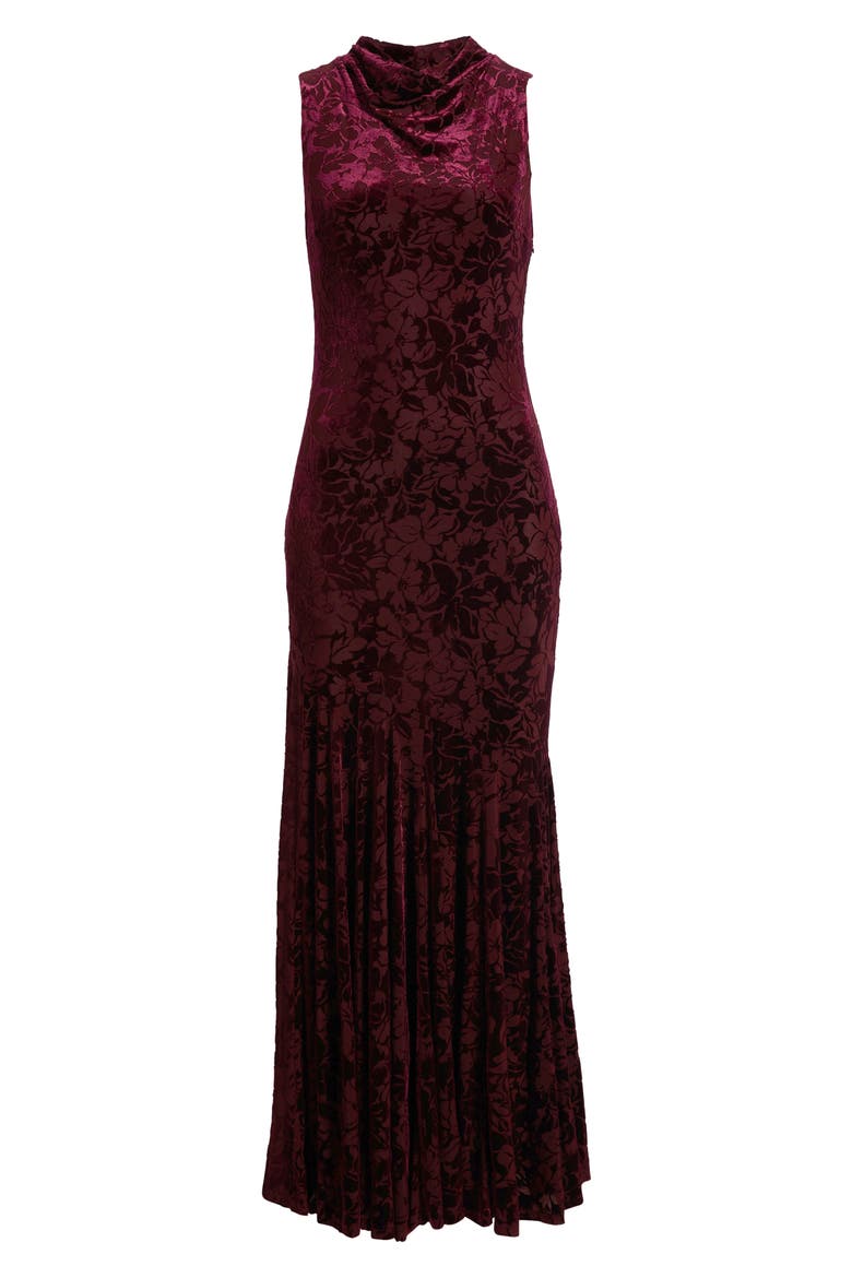 Floral Velvet Burnout Sleeveless Maxi Dress, Main, color, PORT