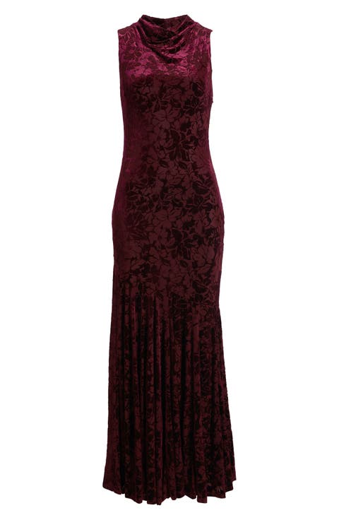 Floral Velvet Burnout Sleeveless Maxi Dress