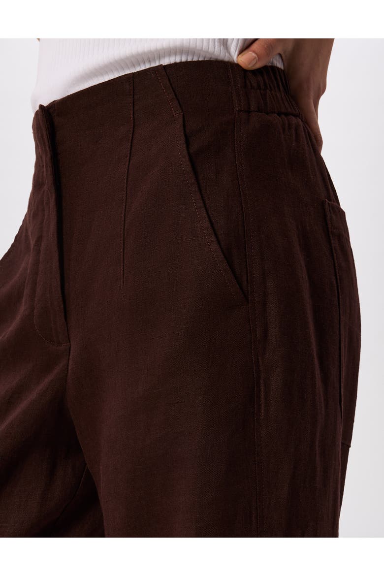Linen Barrel Leg Trouser, Alternate, color, Brown