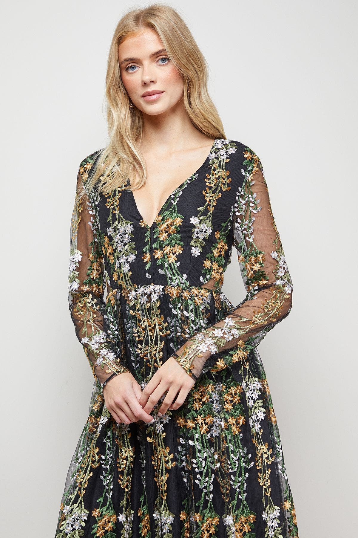 Open Back Long Sleeve Midi Dress - image 2