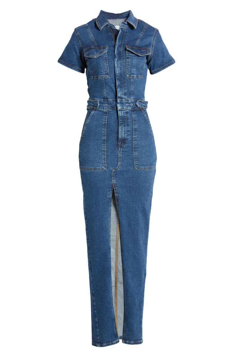 Good American Fit for Success Denim Maxi Dress, Alternate, color, 