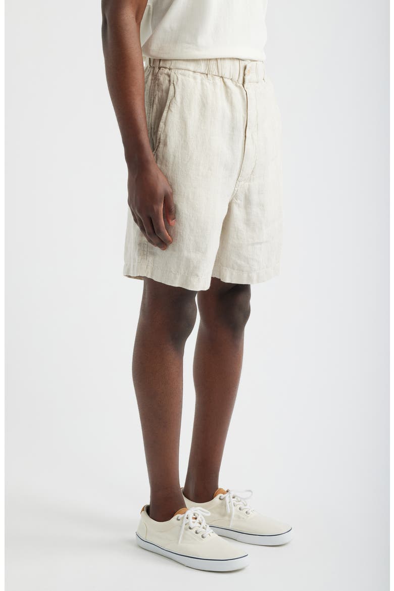 Pull-On Linen Shorts, Alternate, color, BLEACHED