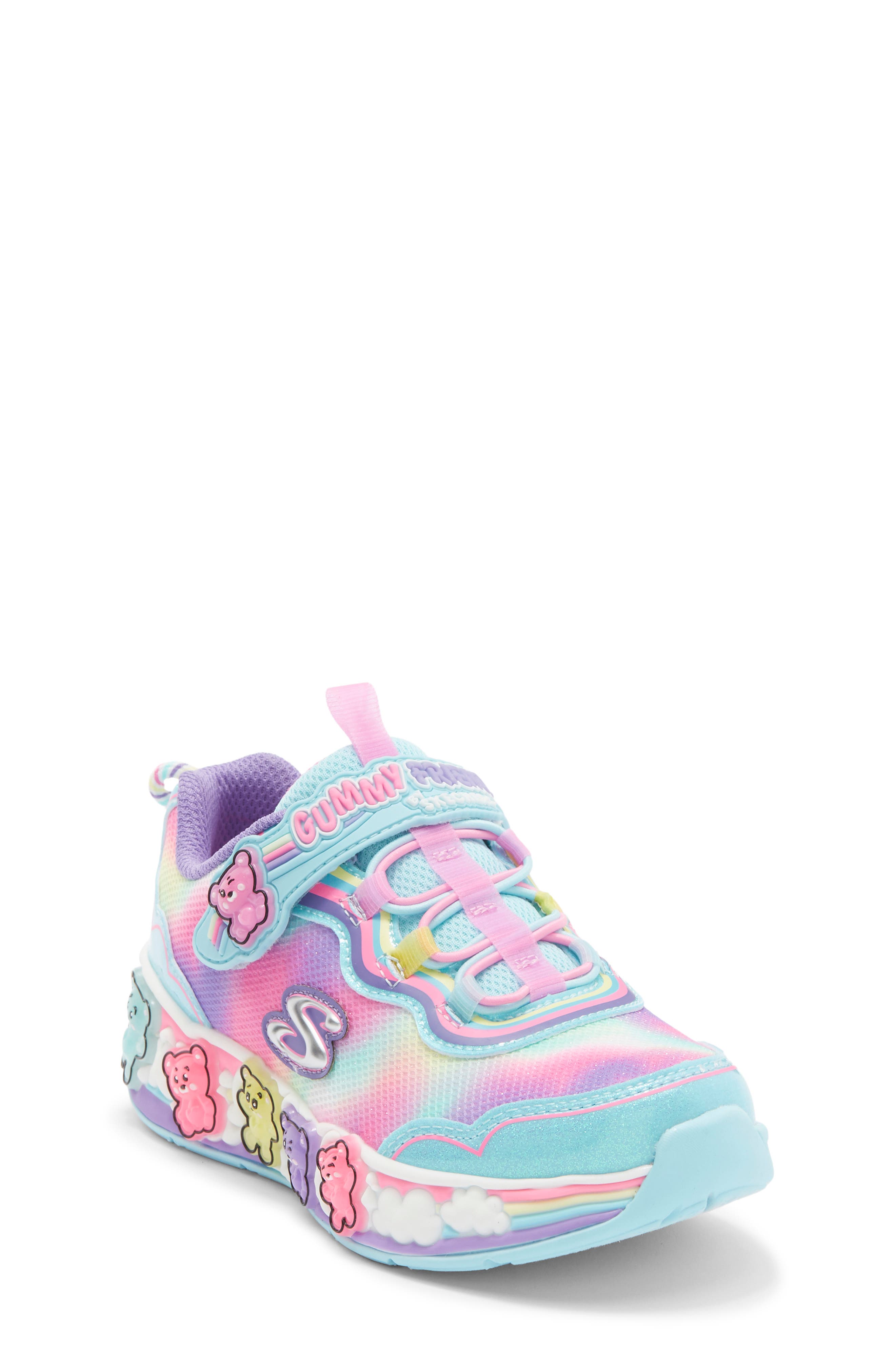 SKECHERS Kids' Gummy Friends Sneaker, Main, color, Light Blue Multi