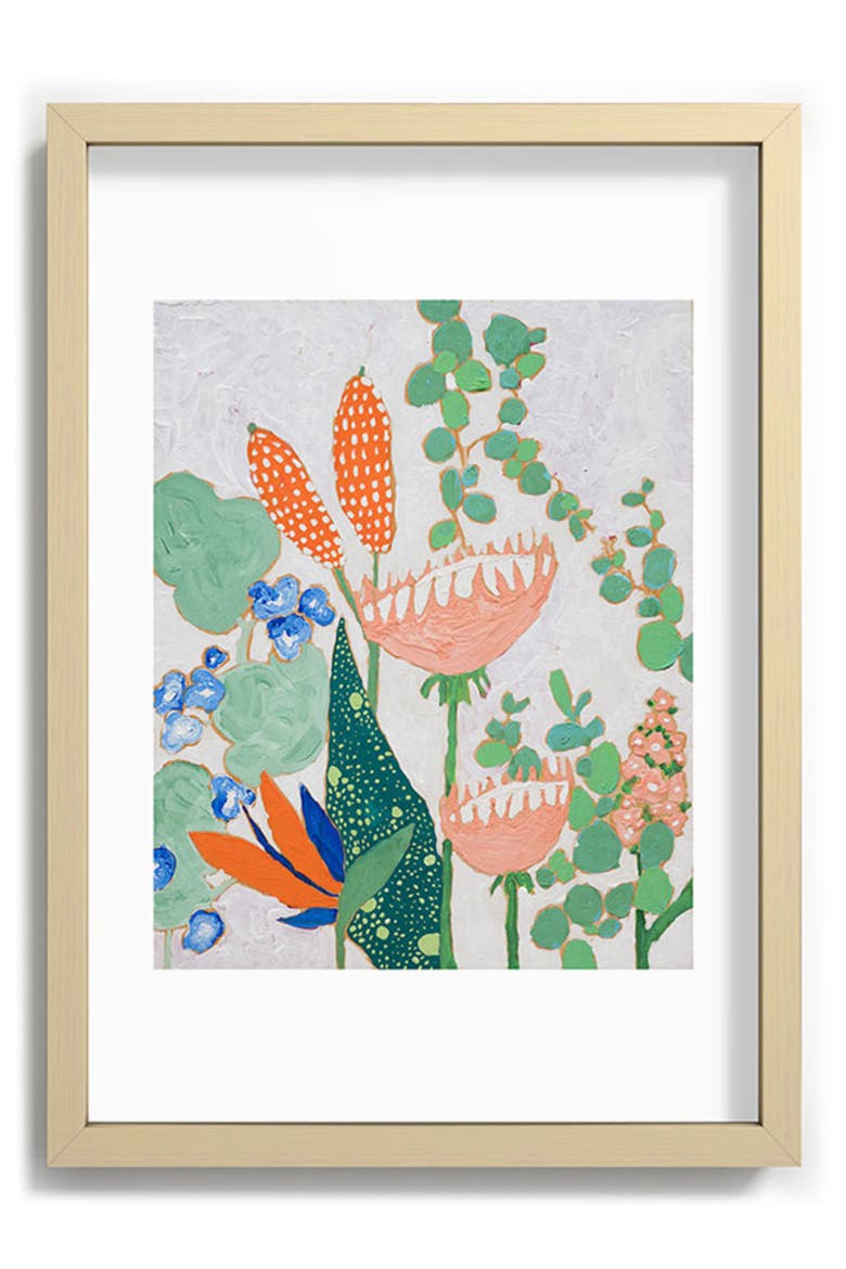 Protea & Birds of Paradise Framed Art Print, Alternate, color, GREEN