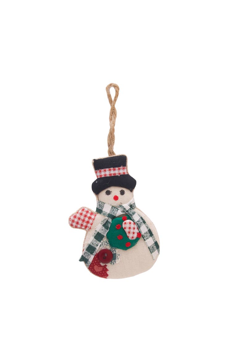 Patchwork Snowman Ornament Set of 3 Ast, Alternate, color, White