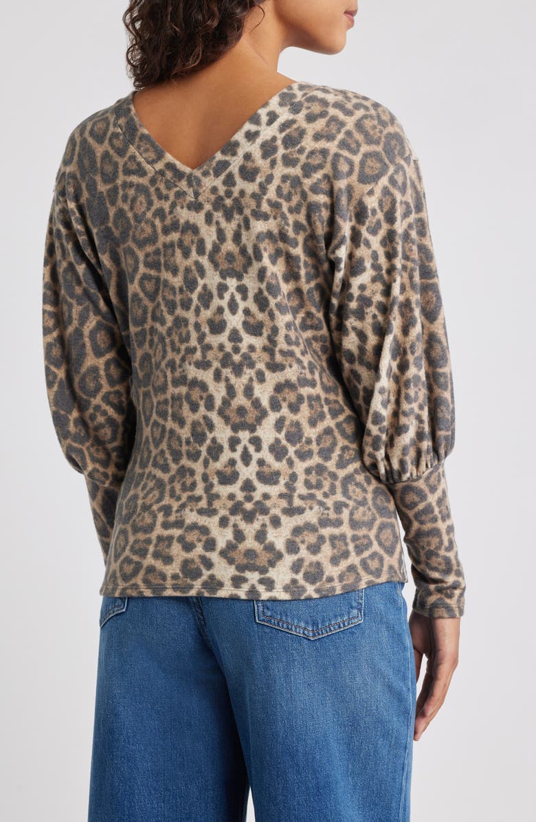 Loveappella Brushed Jersey Top, Alternate, color, Brown