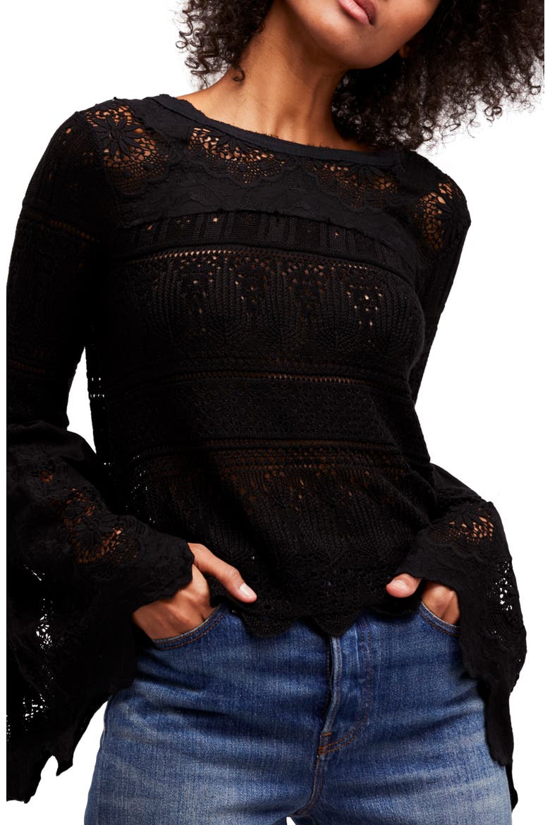 Once Upon a Time Lace Top, Main, color, BLACK