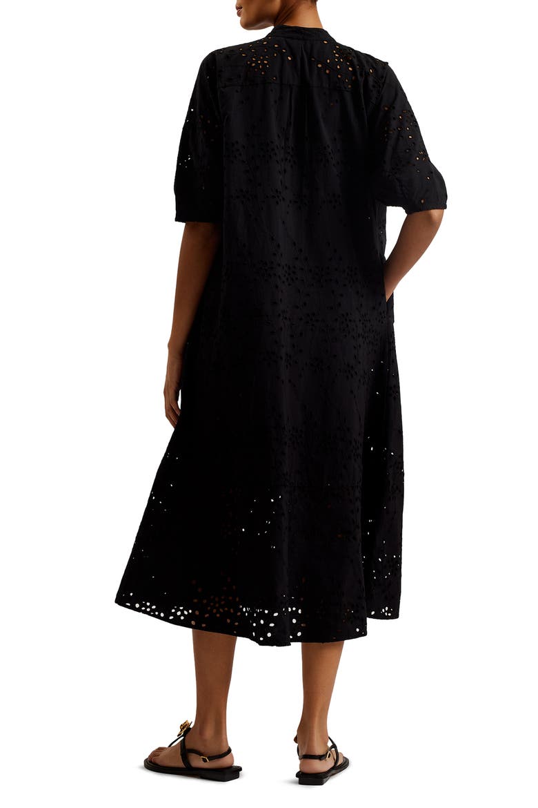 Nikaia Cotton Eyelet Shirtdress, Alternate, color, BLACK
