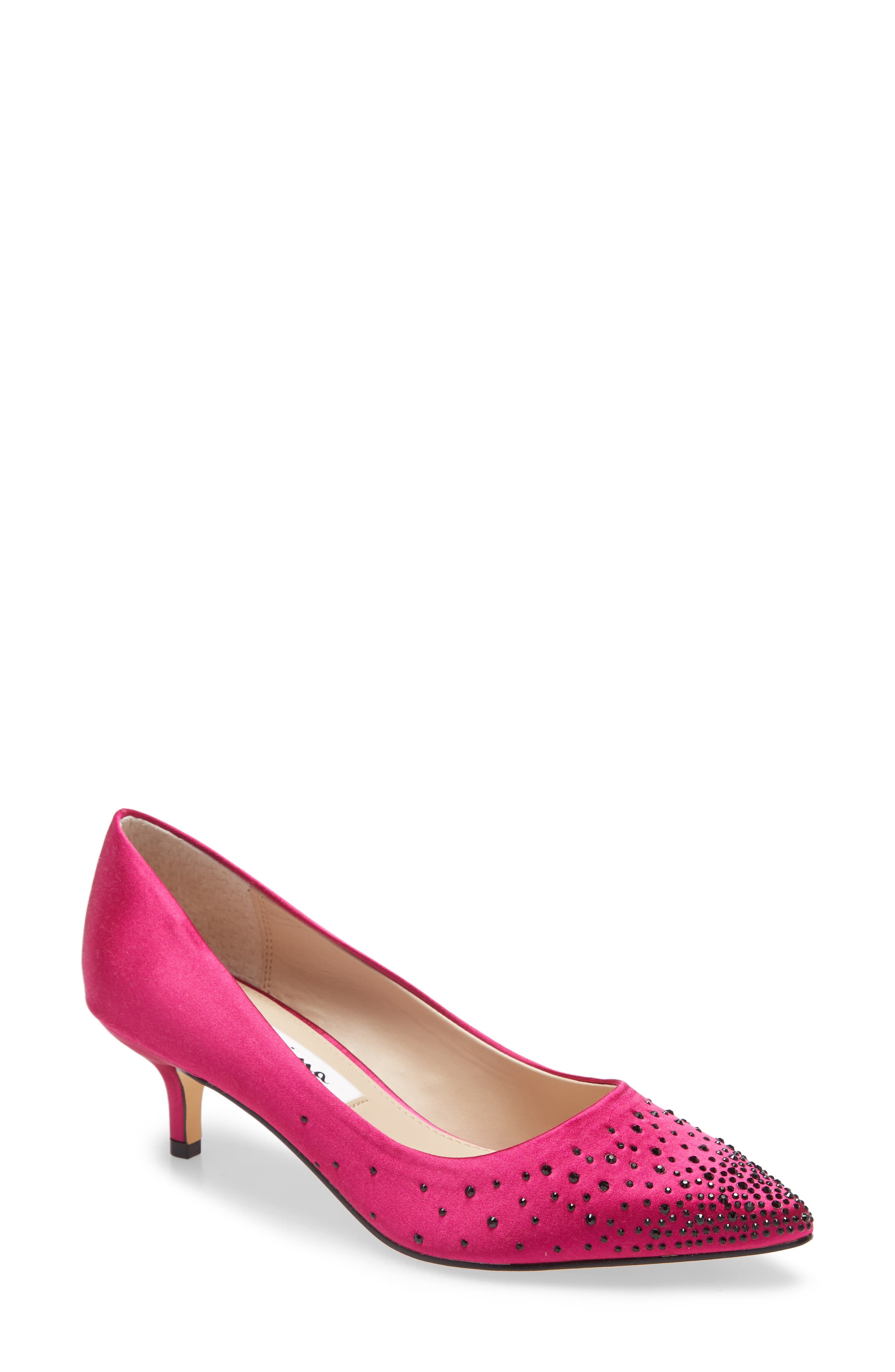 Sawyer Crystal Embellished Pump, Main, color, FUCHSIA SATIN