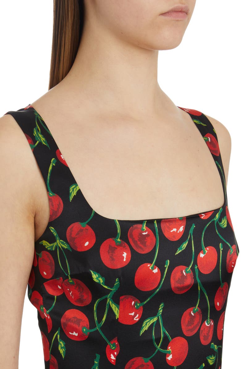 Dolce&Gabbana Cherry Print Stretch Silk Minidress, Alternate, color,