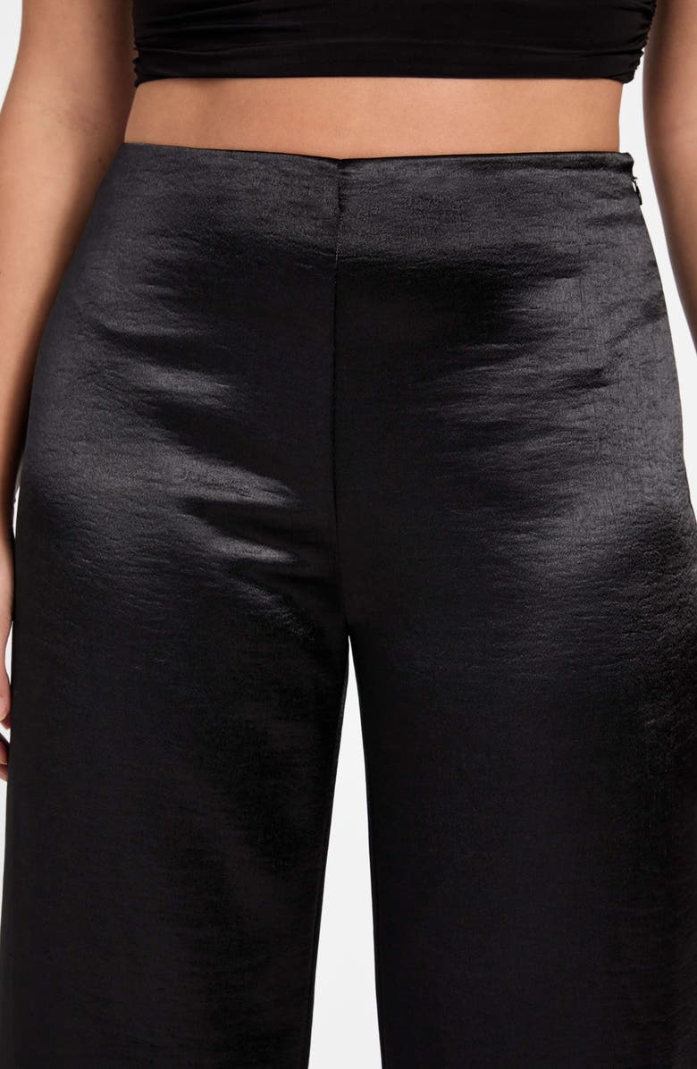 GUESS Julie High Waist Satin Pants, Alternate, color, Black-Black