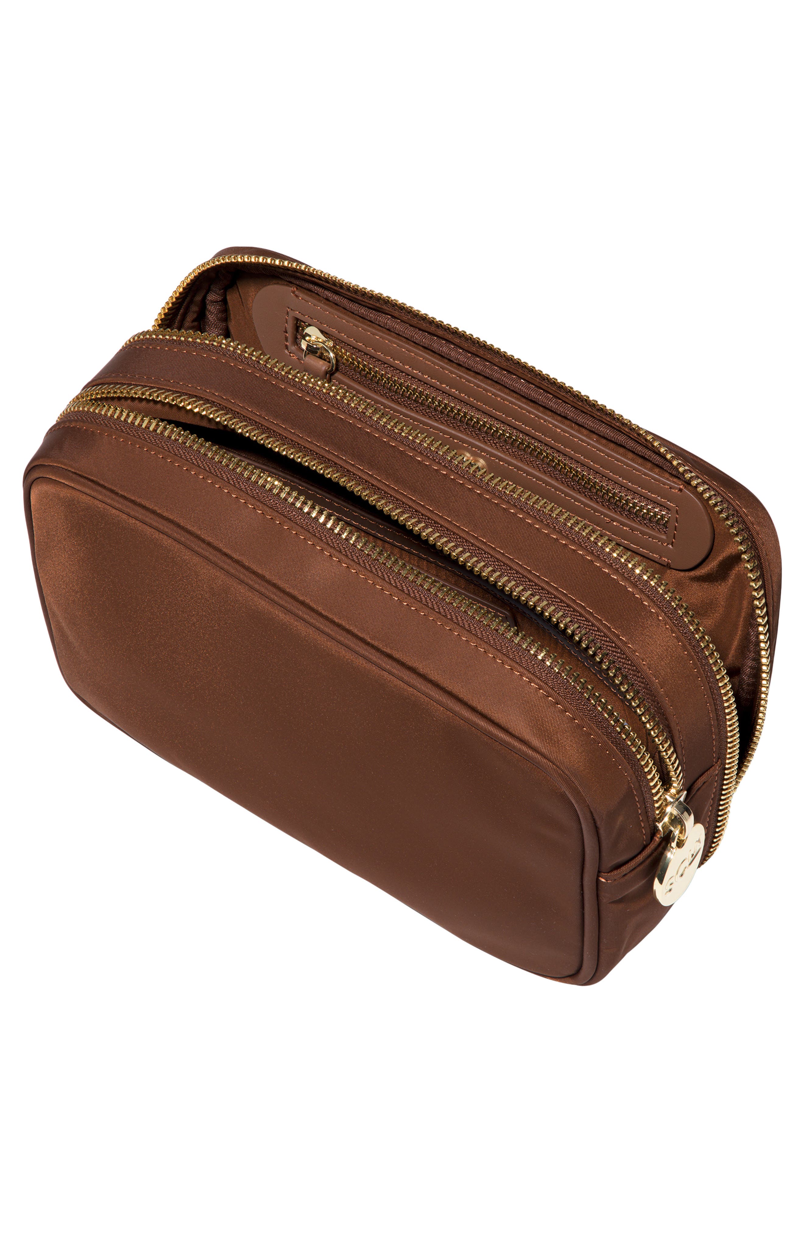 Nylon Double-Zip Pouch, Alternate, color, ESPRESSO