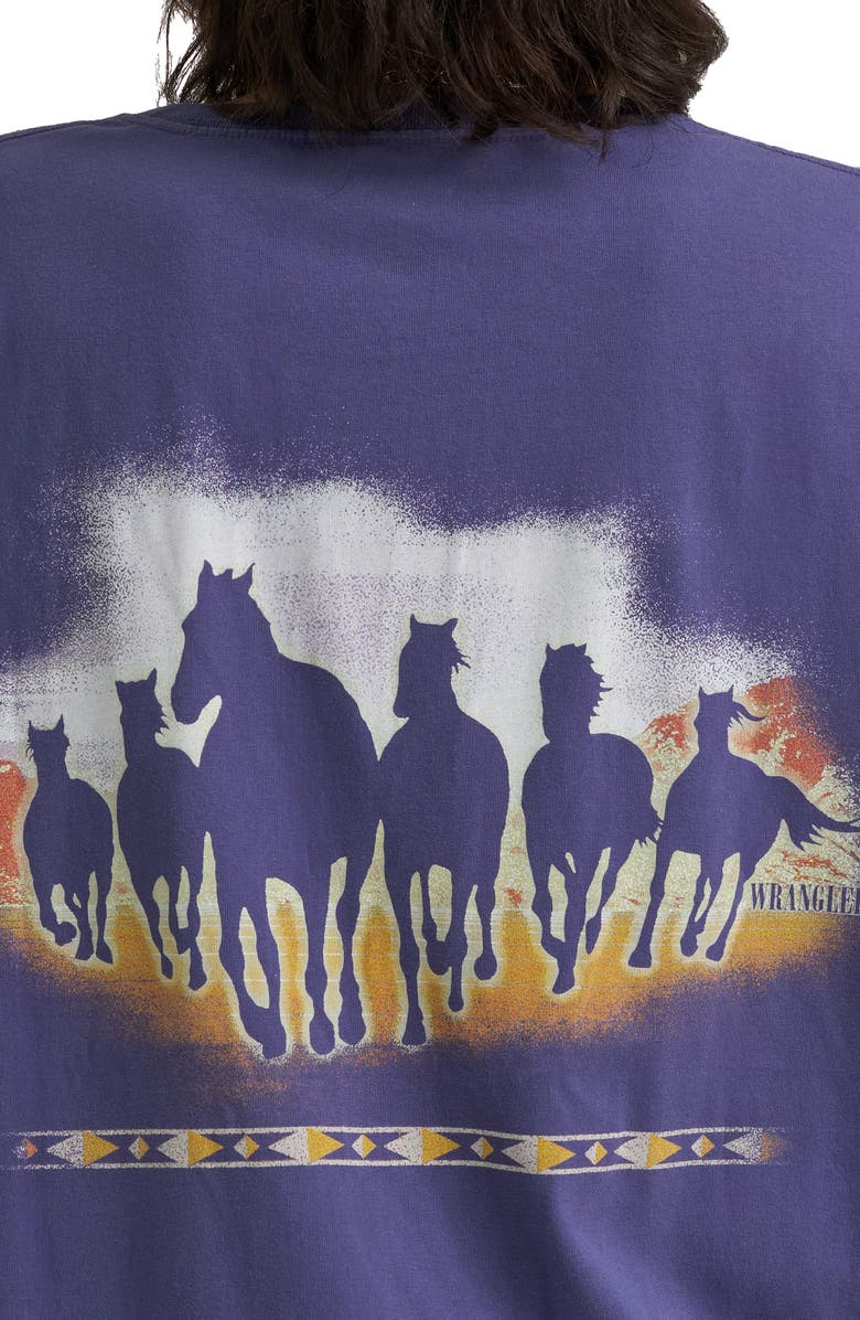 Wrangler Horses Oversize Cotton Graphic T-Shirt, Alternate, color, Astral Aura