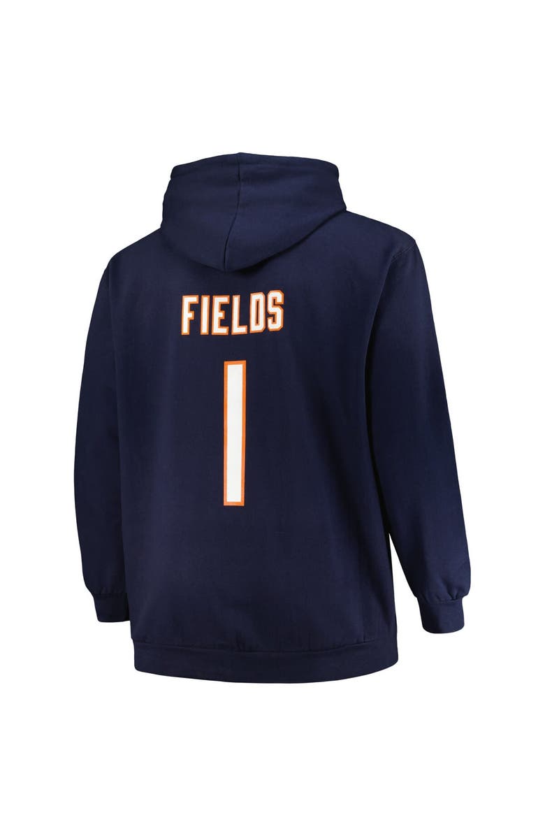 FANATICS Men's Fanatics Branded Justin Fields Navy Chicago Bears Big & Tall Fleece Name & Number Pullover Hoodie, Alternate, color, 