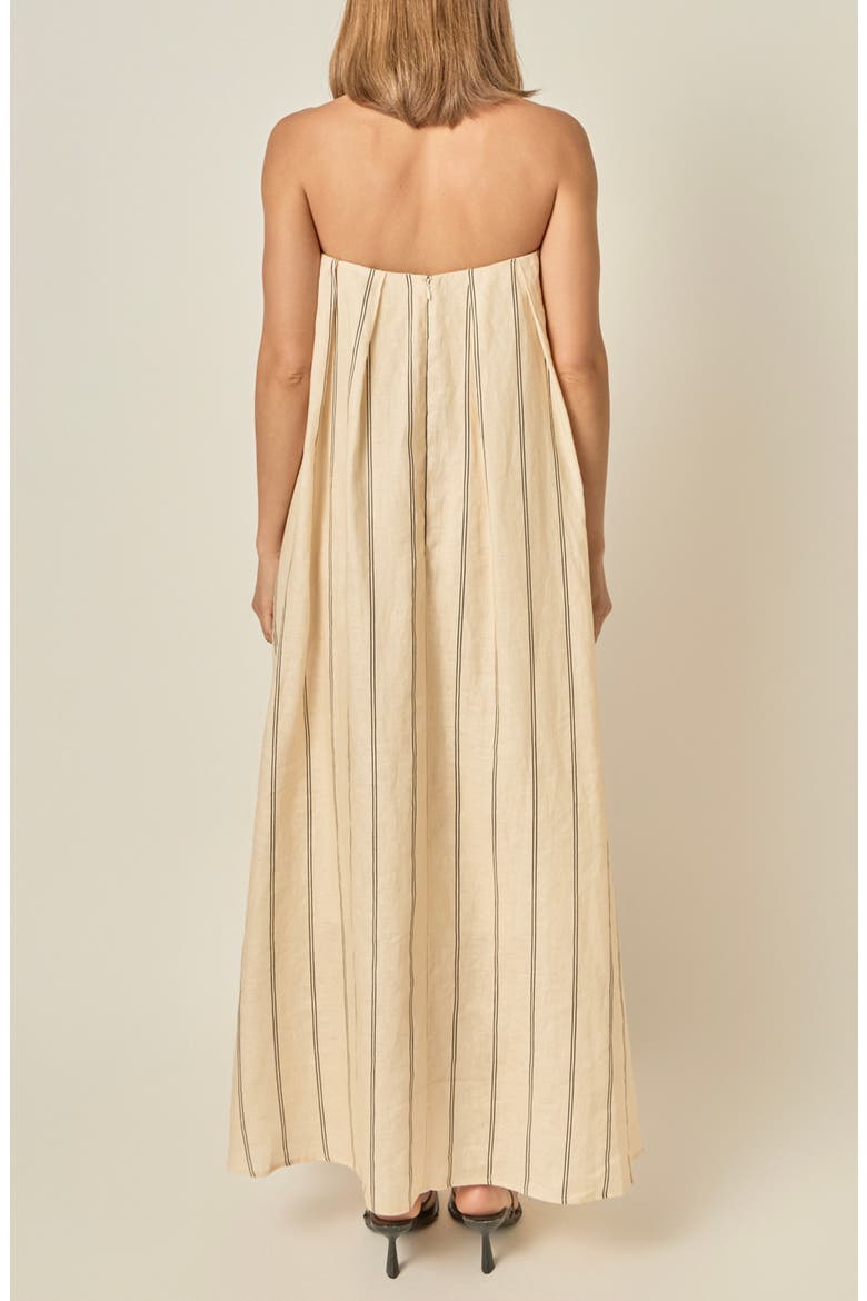 Strapless Pintuck Striped Maxi Dress, Alternate, color, BEIGE/ BLACK