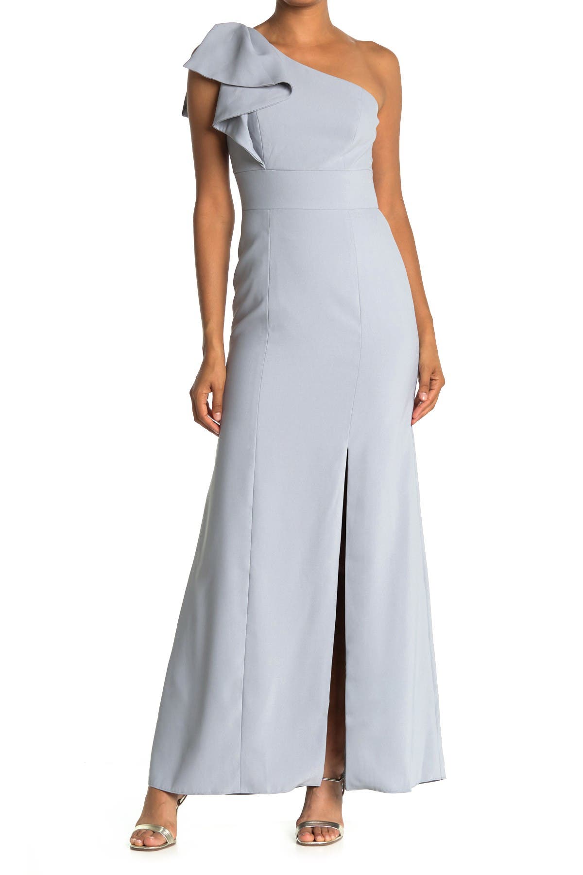 After Six One-Shoulder Slit-Font Gown