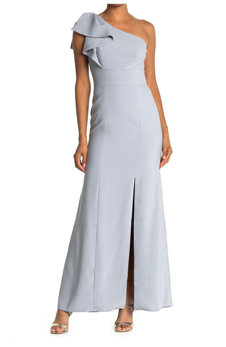 After Six Bow One-Shoulder Trumpet Gown, Alternate, color,