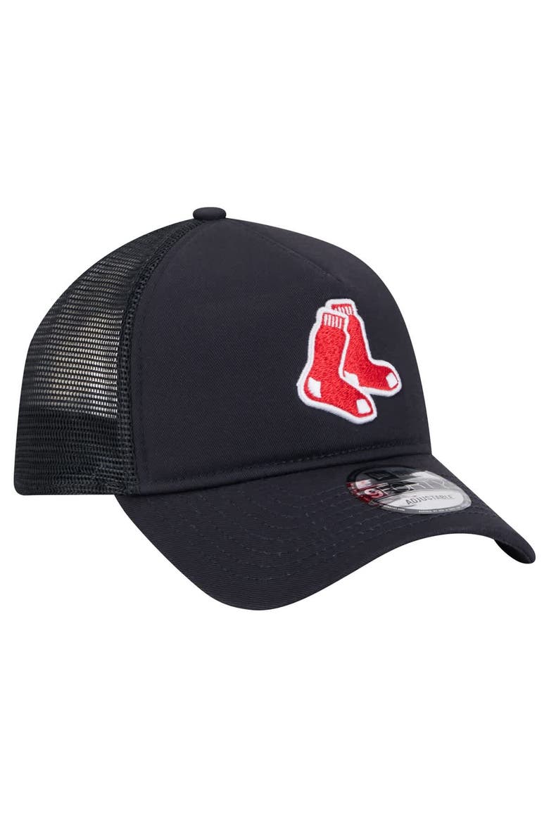 Men's New Era Navy Boston Red Sox 9FORTY A-Frame Trucker Adjustable Hat, Alternate, color, Navy