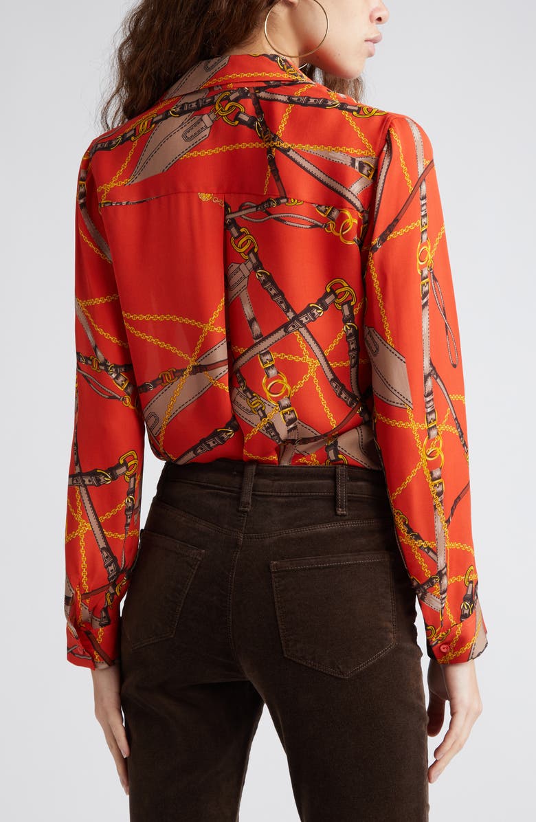 L'AGENCE Nina Print Silk Shirt, Alternate, color, 