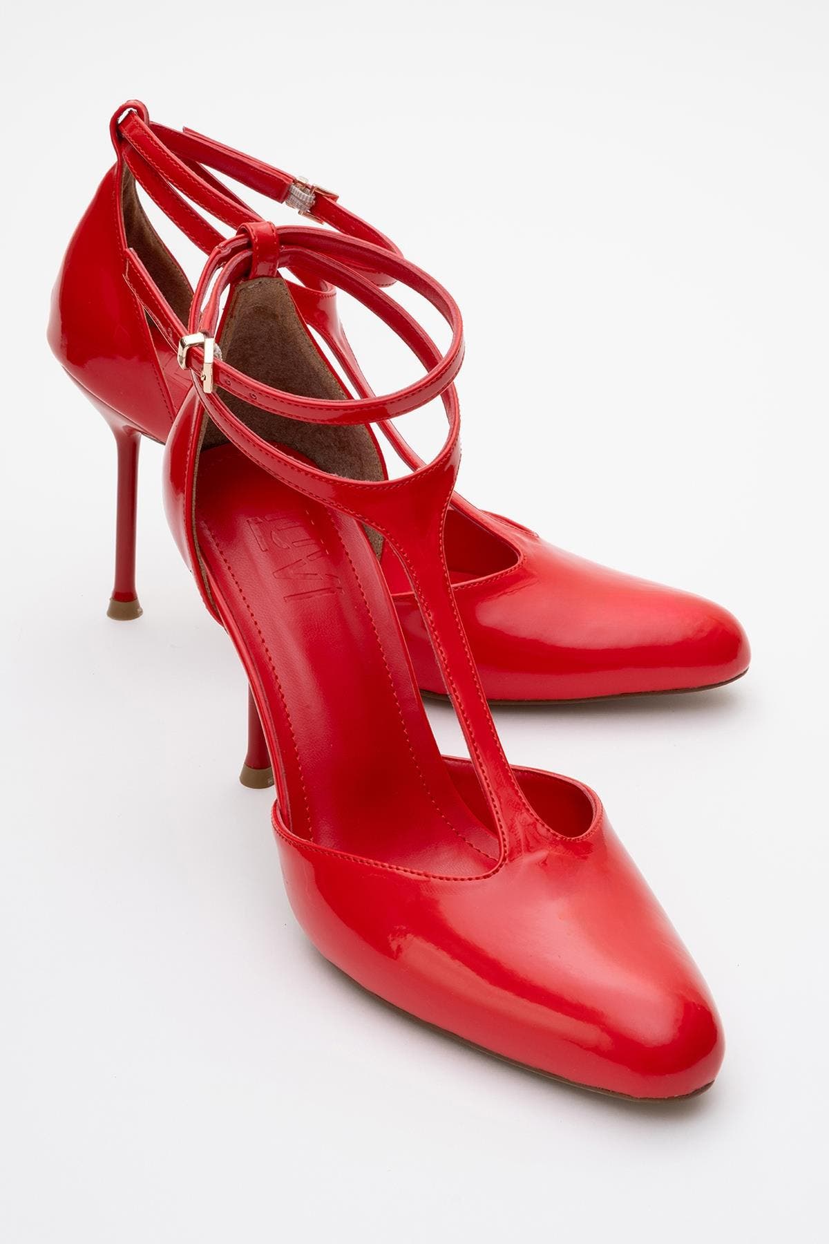 Jon T Strap Pump, Alternate, color, Red Patent