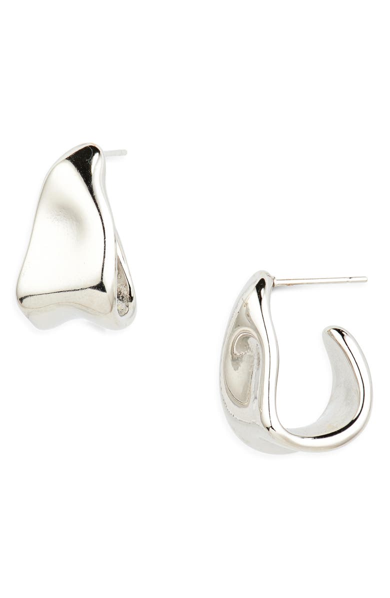 NORDSTROM RACK Waterproof Sculpted Huggie Hoop Earrings, Main, color,