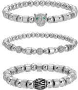 EYE CANDY LOS ANGELES Men's Set of 3 Metallic Leopard Stretch Bracelets