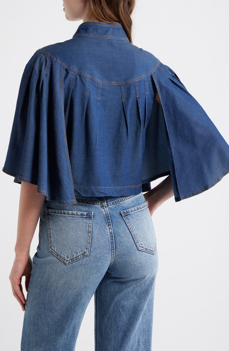 CIEBON Biffy Cape Denim Jacket, Alternate, color, Denim Blue