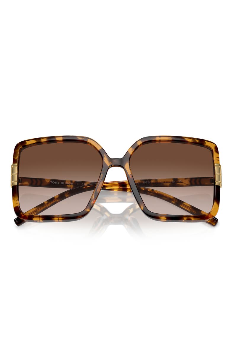 Tory Burch 57mm Gradient Square Sunglasses, Alternate, color, Tortoise