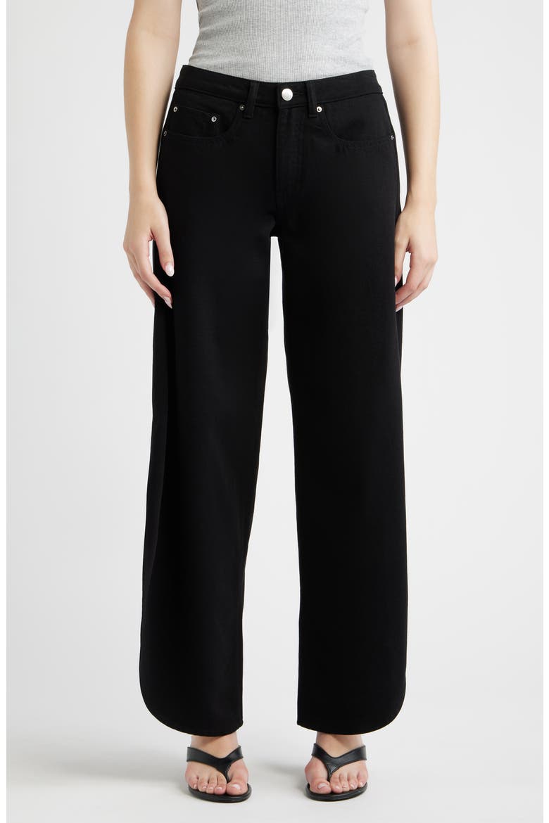 Rori Mid Rise Wide Barrel Leg Jeans, Main, color, BLACK