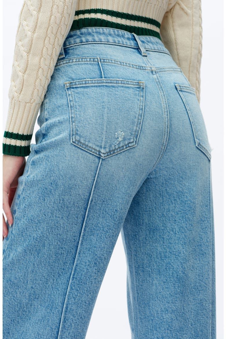 Cuffed Seamed High Waist Wide Leg Jeans, Alternate, color, LIGHT BLUE