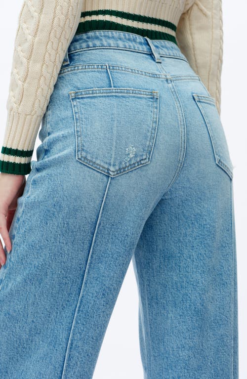 Bayeas Cuffed Seamed High Waist Wide Leg Jeans In Blue