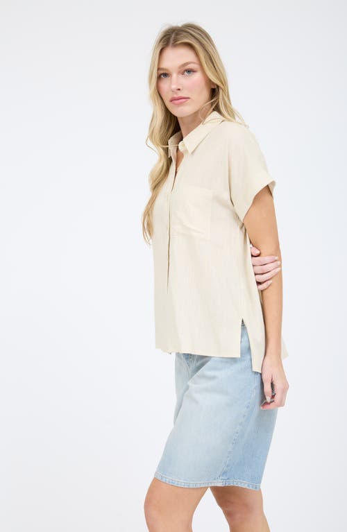 Blu Pepper Button Front Short Sleeve Shirt In Neutral