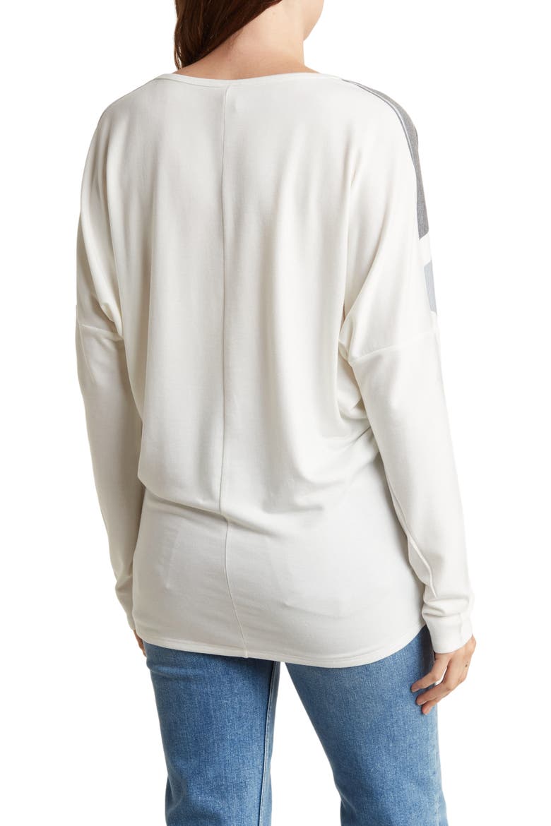 V-Neck Long Sleeve Top, Alternate, color, BLACK