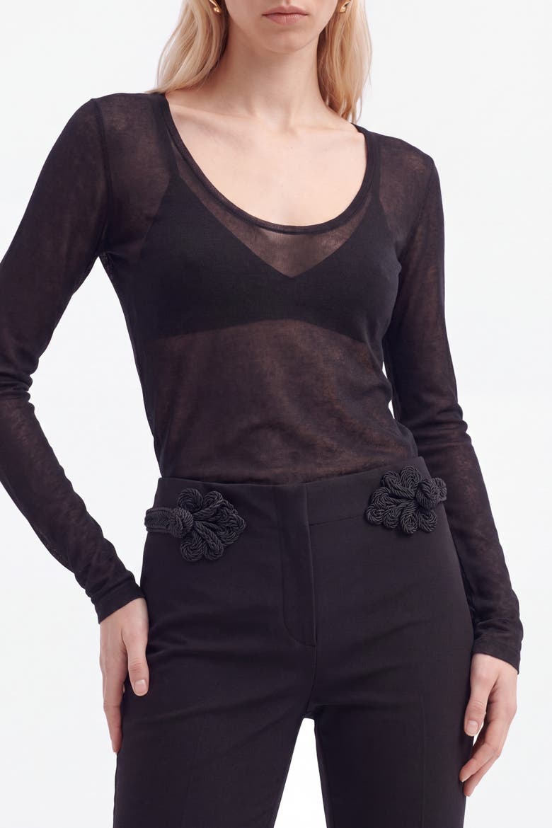 Sheer Knit Top, Alternate, color, Black