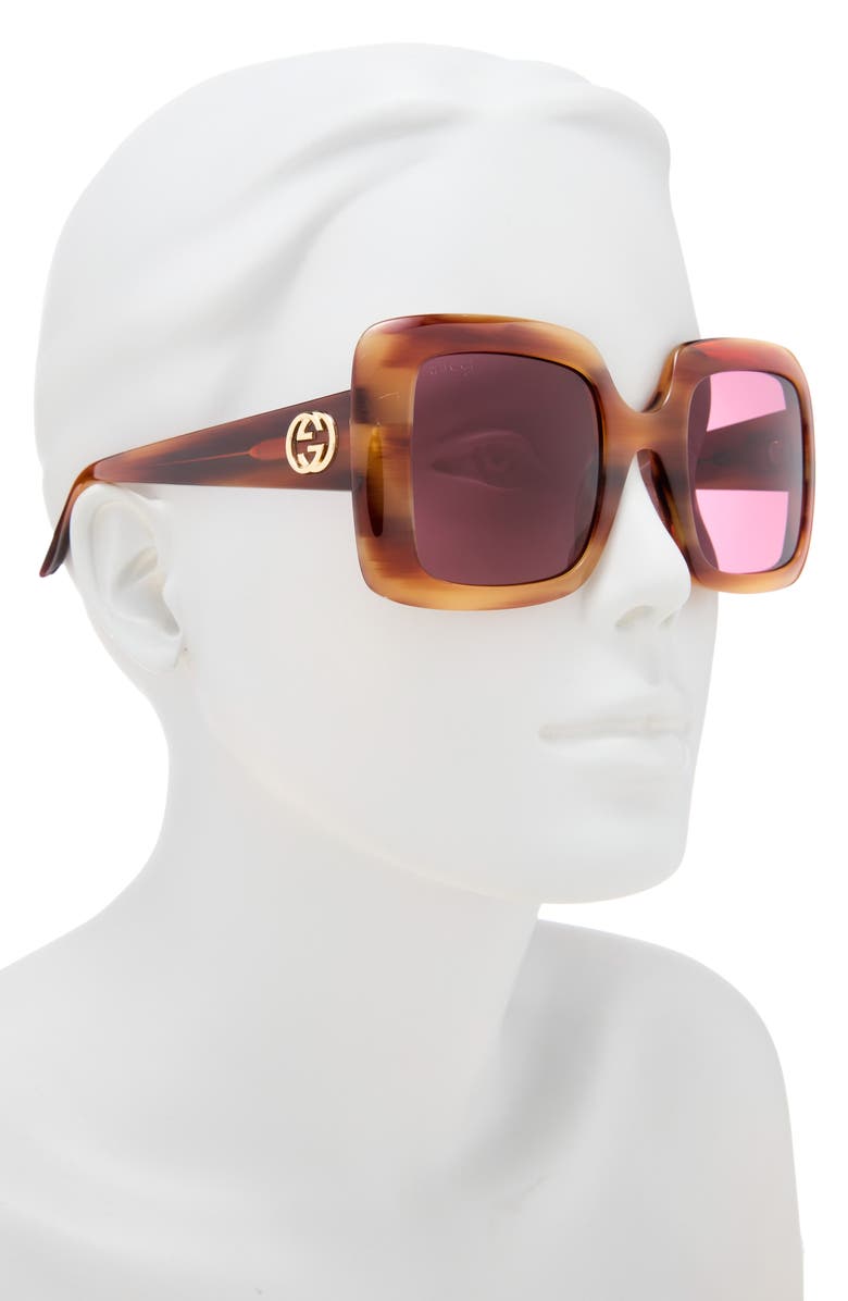 Gucci 52mm Square Sunglasses, Alternate, color, Havana Havana Violet