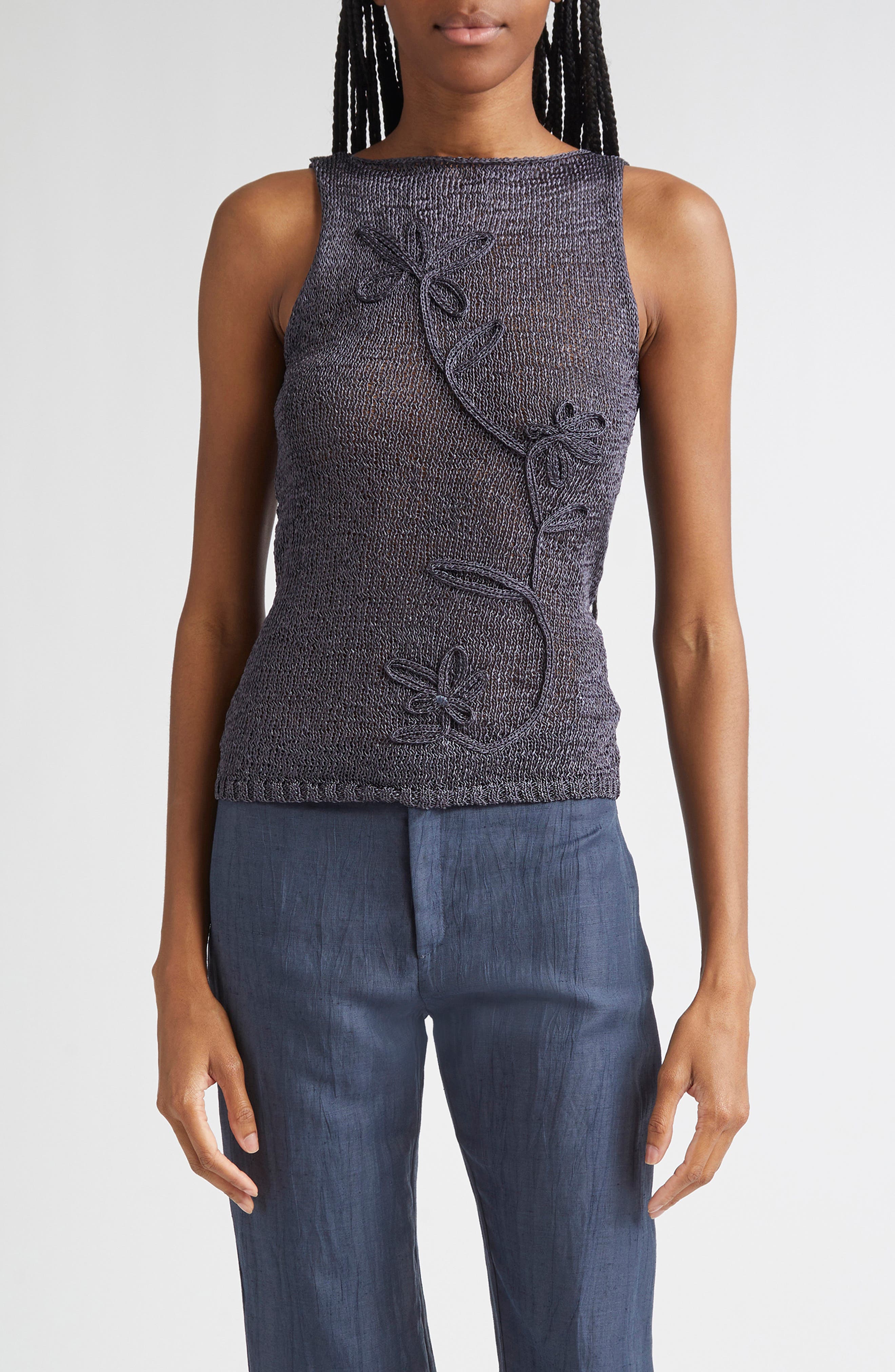 paloma wool シアートップス　フラワー Skipp Floral Embroidered Sleeveless Top (Women) | Nordstrom