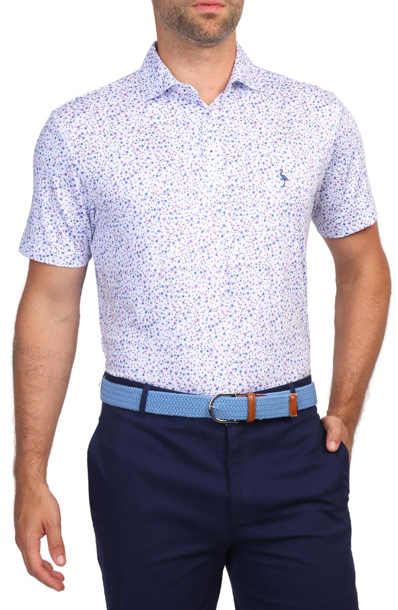 TailorByrd Ditzy Floral Print Performance Polo, Alternate, color, Lilac